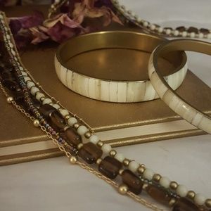 Multi-strand Necklace & Cuff Bracelet Set